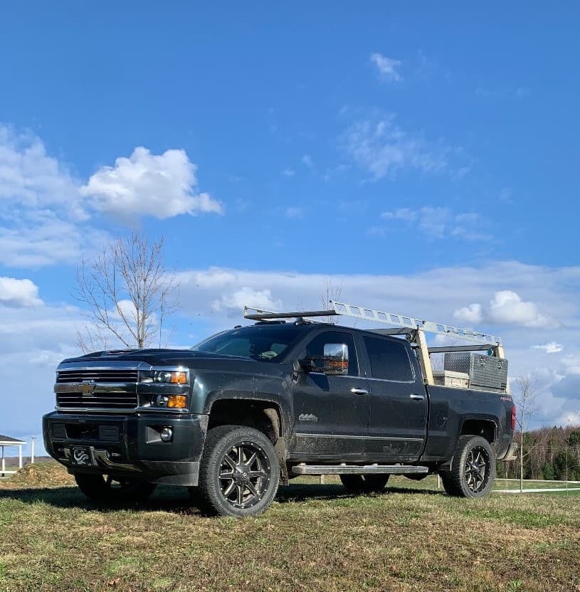 A Black Chevy Silverado running the Fuel Maverick