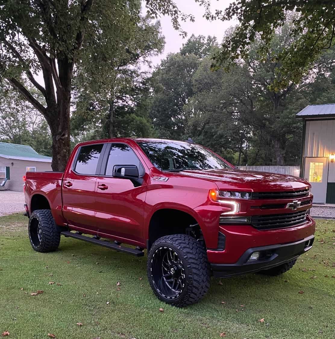 2021 Red Chevy Silverado with the TIS 544BM